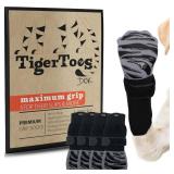 DOK TigerToes Premium Non-Slip Dog Socks for Hardwood Floors - Extra-Thick Grip That Works Even When Twisted - Prevents Licking, Slipping, and Great for Dog Paw Protection - Size Large