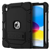 Azzsy Case for iPad 10th Generation 10.9 Inch 2022, [Built-in Pencil Holder] Heavy Duty Shockproof Rugged Protective Case for iPad 10.9 Inch 2022 Release, Black