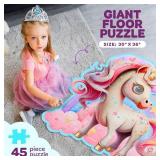 Dan&Darci Jumbo Shimmery 45-Piece Unicorn Floor Puzzle for Kids Ages 3-6 Years Old- Large Toddler Puzzles Age 3, 4, 5, 6 Year Olds - Easter Toys for Girls - Little Girl Birthday Gift