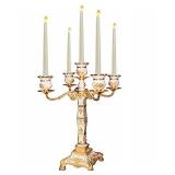 RosyLine Metal Candelabra 17" Height, Candle Holder with 5 Arms,Antique Bronze Furnish Candle Holder, Centerpiece for Home Decro,Wedding Event, Party,1 Pack (Golden)