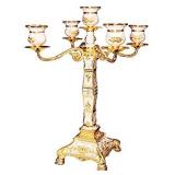 RosyLine Metal Candelabra 17" Height, Candle Holder with 5 Arms,Antique Bronze Furnish Candle Holder, Centerpiece for Home Decro,Wedding Event, Party,1 Pack (Golden)