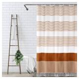 SEE PHOTO FOR DESIGNAwellife Boho Orange Shower Curtain for Bathroom Stripe Tassel Shower Curtain 72 X 72 Inches Farmhouse Linen