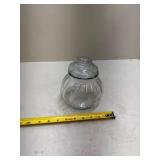 Vintage Clear Ribbed Glass Pumpkin Shaped Covered Jar/Candy Dish with Lid