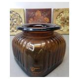 Amber Glass Tobacco Jar and Wall Decor