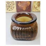 Amber Glass Tobacco Jar and Wall Decor