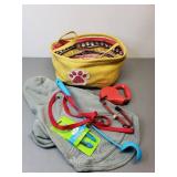 Good Dog Fabric Basket w/ Leashes, Ball Chucker, Nail Clippers and Small Dog Sweatshirt