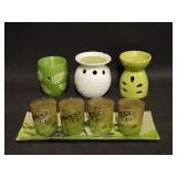 Tea Candle Wax Warmers and Votive Candle Holders w/ Matching Glass Tray - Butterfly