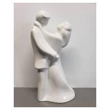 Romantic Ceramic Statuette Dancing Couple w/ White Glaze