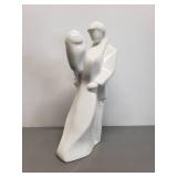 Romantic Ceramic Statuette Dancing Couple w/ White Glaze