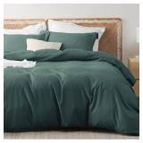 Bedsure Forest Green Duvet Cover King Size - Polyester & Rayon Derived from Bamboo Cooling Duvet Cover Set (104" x 90"), 3 Pieces with 2 Pillow Shams, Comforter Not Included