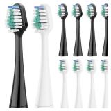 Harobey Replacement Toothbrush Heads for AquaSonic Duo Series and Home Dental Center Electric Toothbruh, NOT Compatible with Duo Series Pro, 5 White + 5 Black