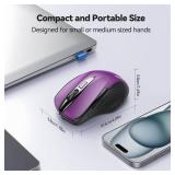 TECKNET Wireless Mouse, 2.4G Ergonomic Optical Mouse, Computer Mouse for Laptop, PC, Computer, Chromebook, Notebook, 6 Buttons, 24 Months Battery Life, 2600 DPI, 5 Adjustment Levels