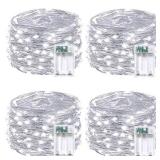 4 Pack Fairy Lights Battery Operated with Timer, Each 20FT 60LED Christmas String Lights Outdoor Indoor, Cuttable Battery Twinkle Lights for Bedroom Home Wedding DIY Christmas Decorations (Cool White)