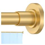 CorkLatta Gold Shower Curtain Rod 31 to 43 Inch,1 Inch Diameter Adjustable Spring Tension Stainless Steel Telescoping Rod,Easy Install,No Rust