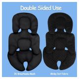 Infant Car Seat Insert, 2-in-1 Reversible Infant Car Seat Head Support for Girls Boys, 3D Air Mesh Baby Car Seat Cushion, Newborn Carseat Head Support for Carrier, Stroller, Swing, Bouncer (Black)