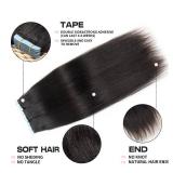 ISHEENY Yaki Straight Tape Ins Black Women Yaki Tape In Extensions Human Hair Seamless Straight Hair Extensions Real Human Hair Tape Hair Extensions 12 Inch 20Pieces 40g/set