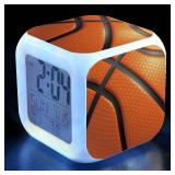 XUWU Basketball Alarm Clock for Kids 7 LED Color Changing Wake Up Clock Home Decor Alarm Clock for Boy Girl Bedroom Digital Alarm Clock with Temperature Display