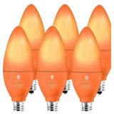 BlueX LED Candle Orange Light Bulb - 4W (40Watt Equivalent) - E12 Base Orange LED Orange Bulb, Party Decoration, Porch, Home Lighting, Holiday Lighting, Chandelier Light Bulbs, Candelabra Bulbs, 6 Pac