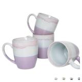 Bosmarlin Ceramic Coffee Mug Set of 4, 17 Oz, Purple Coffee Cups with Big Handle, Microwave Safe, Unique Reactive Glaze