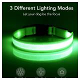 Vizpet LED Dog Collar, Light Up Dog Collar Adjustable USB Rechargeable Super Bright Safety Light Glowing Collars for Dog(Small,Green)