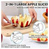 AUBENR 4.72 Inch Extra Large Apple Slicer with 12 Blades - Professional Heavy Duty Apple Cutter -304 Stainless Steel Apple Corer Tool - Sharp Apple Slicer and Corer - Easy to Use - Dishwasher Safe