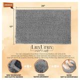 LuxUrux Bath Mat, Extra-Soft Plush Non-Slip Bathroom Rug, Luxury Chenille Microfiber Material, Super Absorbent Shaggy Bath Rug. Machine Wash & Dry (17 x 24 inches, Light Grey)