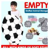 Lukeight Stuffed Animal Storage Bean Bag Chair Cover for Kids, Soccer Zipper Beanbag Chair Cover for Organizing Toddler and Kids