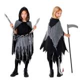 MISS FANTASY Grim Reaper Costume Kids, Girl Grim Reaper Costume with Scythe and Cloak, Halloween Scary Costumes for Girls, Small