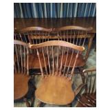 (7) Antique wood Windsor Nichols & Stone spindle back chairs.