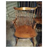 (7) Antique wood Windsor Nichols & Stone spindle back chairs.