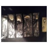 (1) Collectors demi-tasse spoon, (1) Reed & Barton super silver lemon fork and (4) Reed & Barton silver plate spoons & fork.