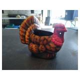 Vintage 1993 Holland floral co. Thanksgiving clay turkey planter.