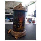 Antique forest fire motion table lamp animated scene.