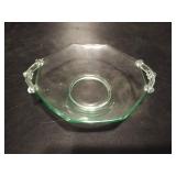 Vintage green depression candy glass bowl.