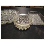 Hobnail clear glass dome vintage hobnail glass dish and deviled eggs platter.