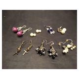 (7) Pairs of beaded pierced earrings.