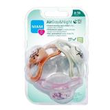 MAM Air Night & Day Baby Pacifier, for Sensitive Skin, Glows in The Dark, 6-16 Months, Girl, 3 Count (Pack of 1) Retail $13.09