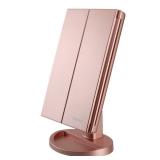 deweisn Dresser Mount Tri-Fold Lighted Vanity Mirror with 21 LED Lights, Touch Screen and 3X/2X/1X Magnification, Two Power Supply Modes Make Up Mirror,Travel Mirror Retail $49.99