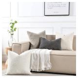 Textured Pillow Covers 16x16 Inches, Decorative Neutral Pillowcase Cushion Cover for Sofa, Couch, Bed, Bedroom, Living Room, Home Decro Cream Retail $13.99