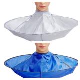 2 Pieces Hair Cutting Cape for Adults Umbrella Hair Cutting Cloak Foldable Hair Cutting Cloak Hair Catcher Hair Cutting Cape for Teens and Adults, Blue and Silver Retail $13.98