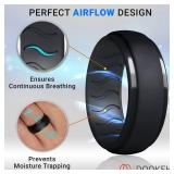 Dookeh Breathable Mens Silicone Wedding Rings, Rubber Ring Bands For Men, Black Blue Camo Engagement Band, Best for Workout, 1-4-7 Pack (W2-Dark Gray,Dark Gray,Black,Black, 8) Retail $9.99