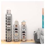 isightguard Vertical Shoe Rack, 10 Tier Grey Narrow Shoe Organizer for Closet Entryway, Tall Slim Shoe Tower for Small Spaces, Space Saving Corner Shoe Shelf Retail $27.23