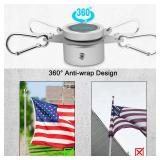 Flag Pole Rings, Aluminum Alloy Flagpole Rings 360Â° Rotating Anti Wrap Mounting Ring, Spinning Clips with Carabiner for 0.75-1.02 Inch Diameter- Pack of 2 (Matte Silver) Retail $11.24