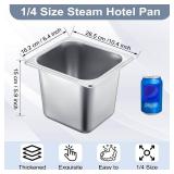 Thenshop 10 Pack Hotel Pans Stainless Steel Steam Table Food Pan Commercial Metal Food Catering Tray Anti Jam for Hotel Restaurant Buffet Party Supplies(Standard,1/4 Size X 6 Inch Deep) Retail $59.65