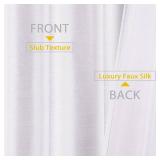 Chyhomenyc Uptown Faux Silk White Curtains 84 Inch Length 2 Panels for Bedroom, Light Filtering Soft Shiny Fabric Rod Pocket Window Drapes for Living Room, Each 40x84 Inches, 7 FT Retail $18.74