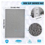 Shower Mats Non Slip Without Suction Cups, 23.6Ã34.6 Inch, Bath Mat for Textured Tub Surface, Loofah Mats for Shower and Bathroom, Quick Drying, Grey Retail $31.09