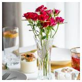 Clear Crystal Vases for Centerpieces, 6.5 Inch Modern Glass Vase for Decoration,Spiral Design Flower Vases for Party Wedding Birthday Retail $12.49