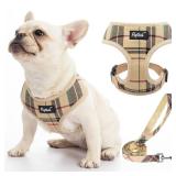 PUPTECK Soft Mesh Dog Harness and Leash Set Pet Puppy Cat Comfort Padded Vest No Pull Harnesses, Beige, S