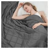 Weighted Blanket for Adults (20lbs, 48"x72" Twin Size) - Cooling and Breathable Heavy Blanket for 130-220lbs with Premium Glass Beads - Soft Thick Blanket for All-Season Sleeping Comfort - Grey