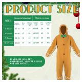 Geyoga Gingerbread Man Costume for Kids Home Clothing Winter Gingerbread Outfit Gingerbread Man Bodysuit Hooded Unisex(Classic,5-6 Years)